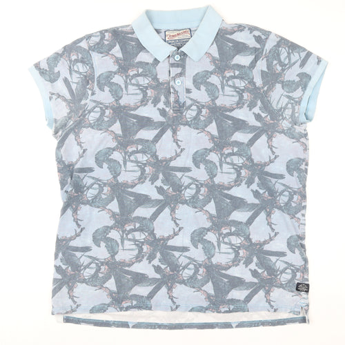 Petrol Industries Men's Blue 3XL Graphic Collared Polo Shirt