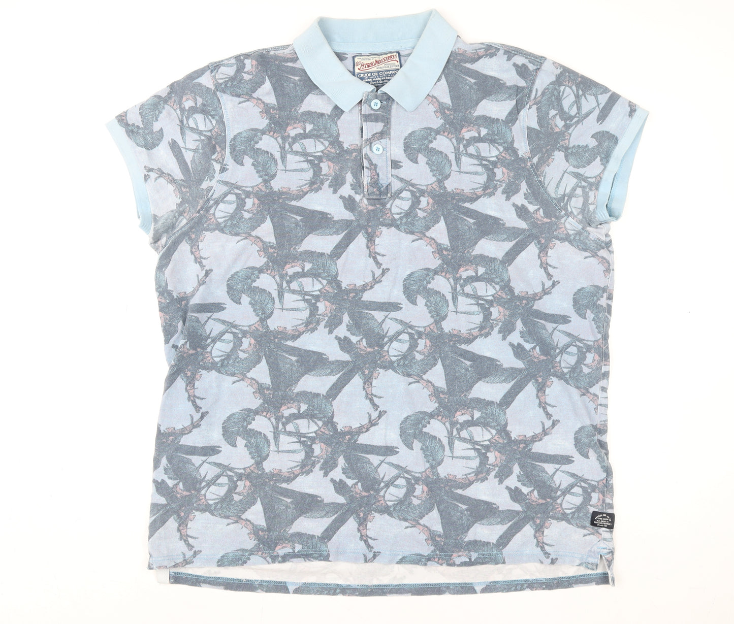 Petrol Industries Men's Blue 3XL Graphic Collared Polo Shirt