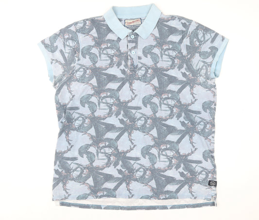 Petrol Industries Men's Blue 3XL Graphic Collared Polo Shirt