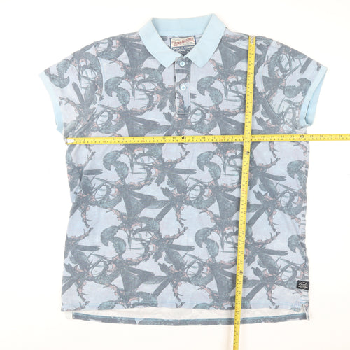 Petrol Industries Men's Blue 3XL Graphic Collared Polo Shirt