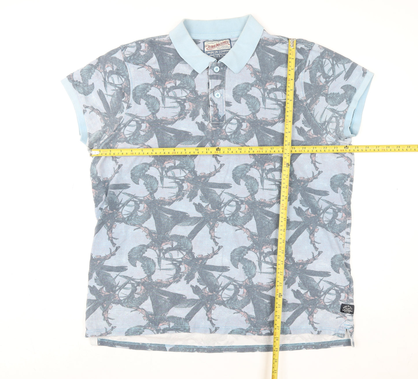 Petrol Industries Men's Blue 3XL Graphic Collared Polo Shirt