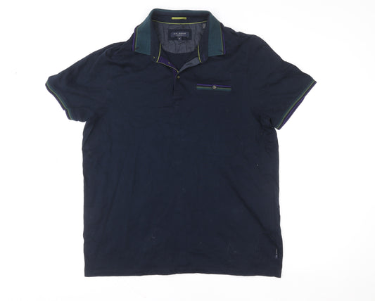 Ted Baker Men's Blue XL Cotton Short Sleeve Polo Shirt