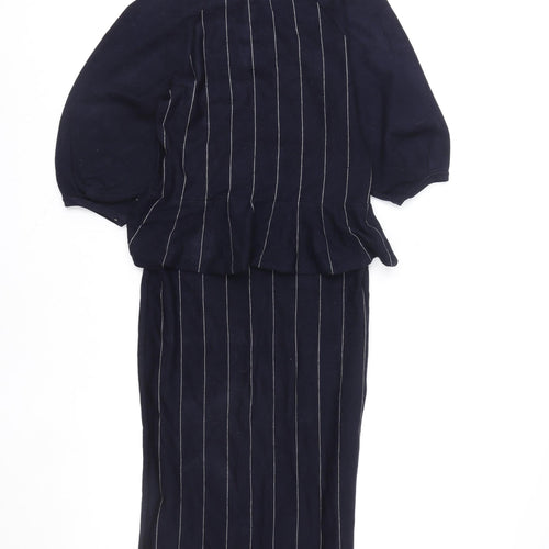 Karen Millen Women’s Blue Striped Knit Bodycon Dress Size 12