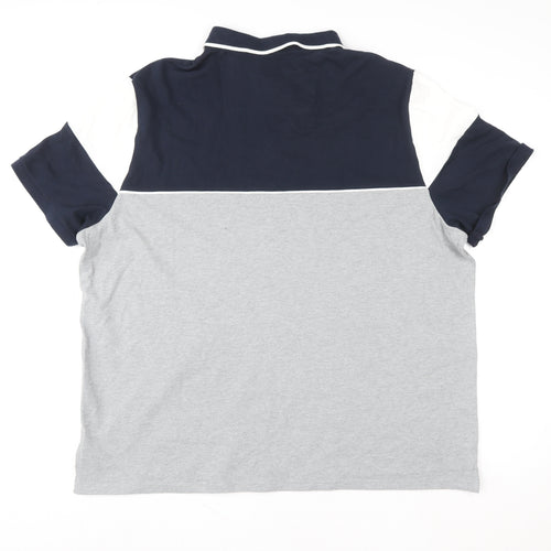 F&F Men's 3XL Colourblock Grey Navy Short Sleeve Polo Shirt