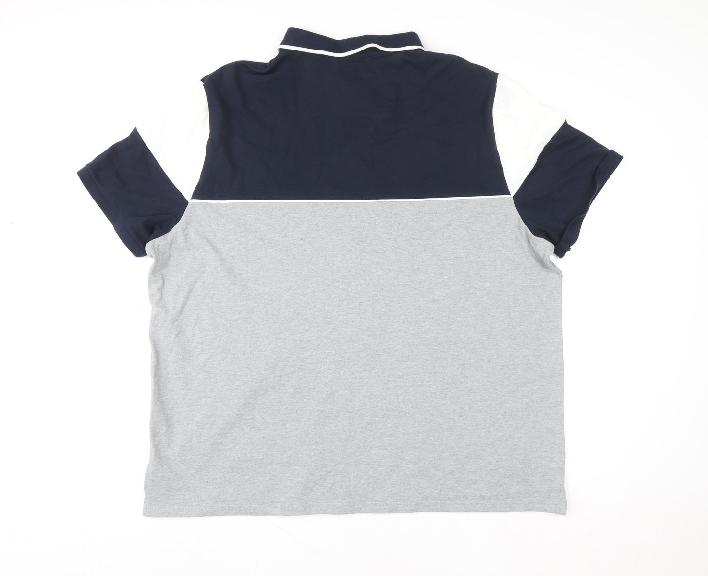 F&F Men's 3XL Colourblock Grey Navy Short Sleeve Polo Shirt