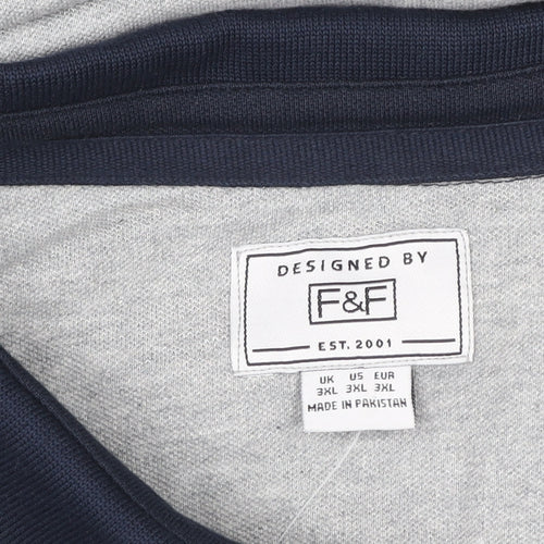 F&F Men's 3XL Colourblock Grey Navy Short Sleeve Polo Shirt