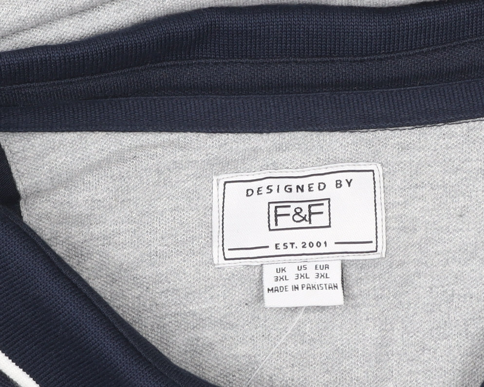 F&F Men's 3XL Colourblock Grey Navy Short Sleeve Polo Shirt