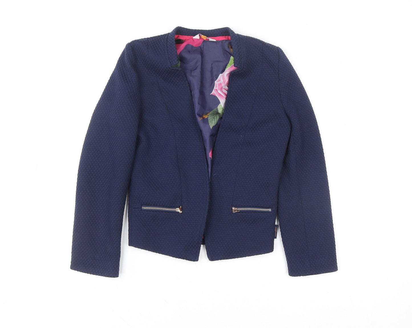Baker by Ted Baker Girls Blue Textured Blazer Jacket Size 5 Years