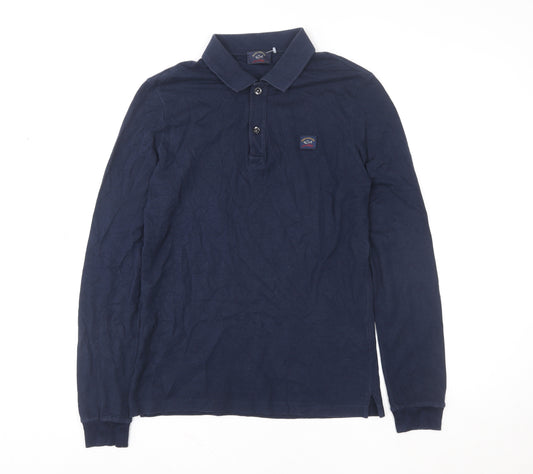 Paul & Shark Men’s Blue Long Sleeve Cotton Polo Shirt Size S