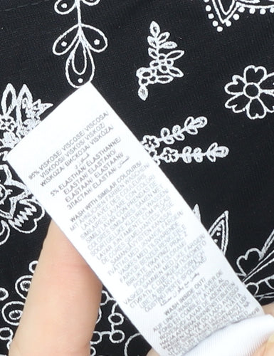 Yours Clothing Womens Black Paisley Bermuda Shorts Size 16 Viscose Stretch