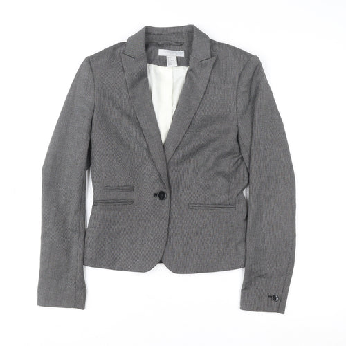 H&M Women Grey Tailored Single-Breasted Suit Jacket UK 4