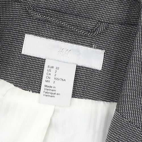 H&M Women Grey Tailored Single-Breasted Suit Jacket UK 4