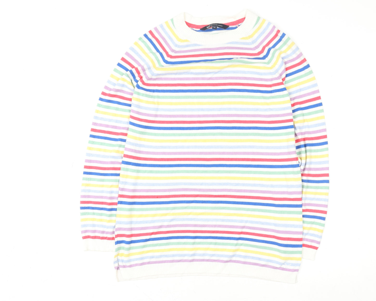Crew Clothing Company Women Multicoloured Stripe Pullover Jumper Size 12