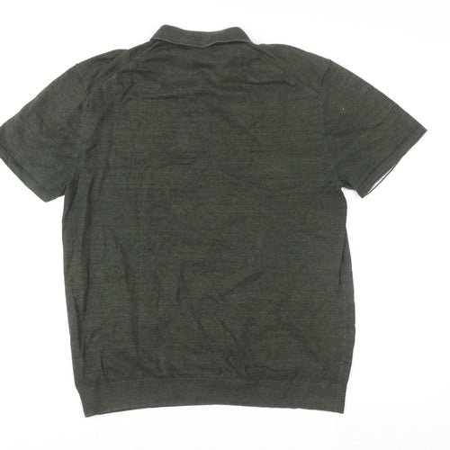 Marks and Spencer Men's Green Cotton Rich Short Sleeve Polo L