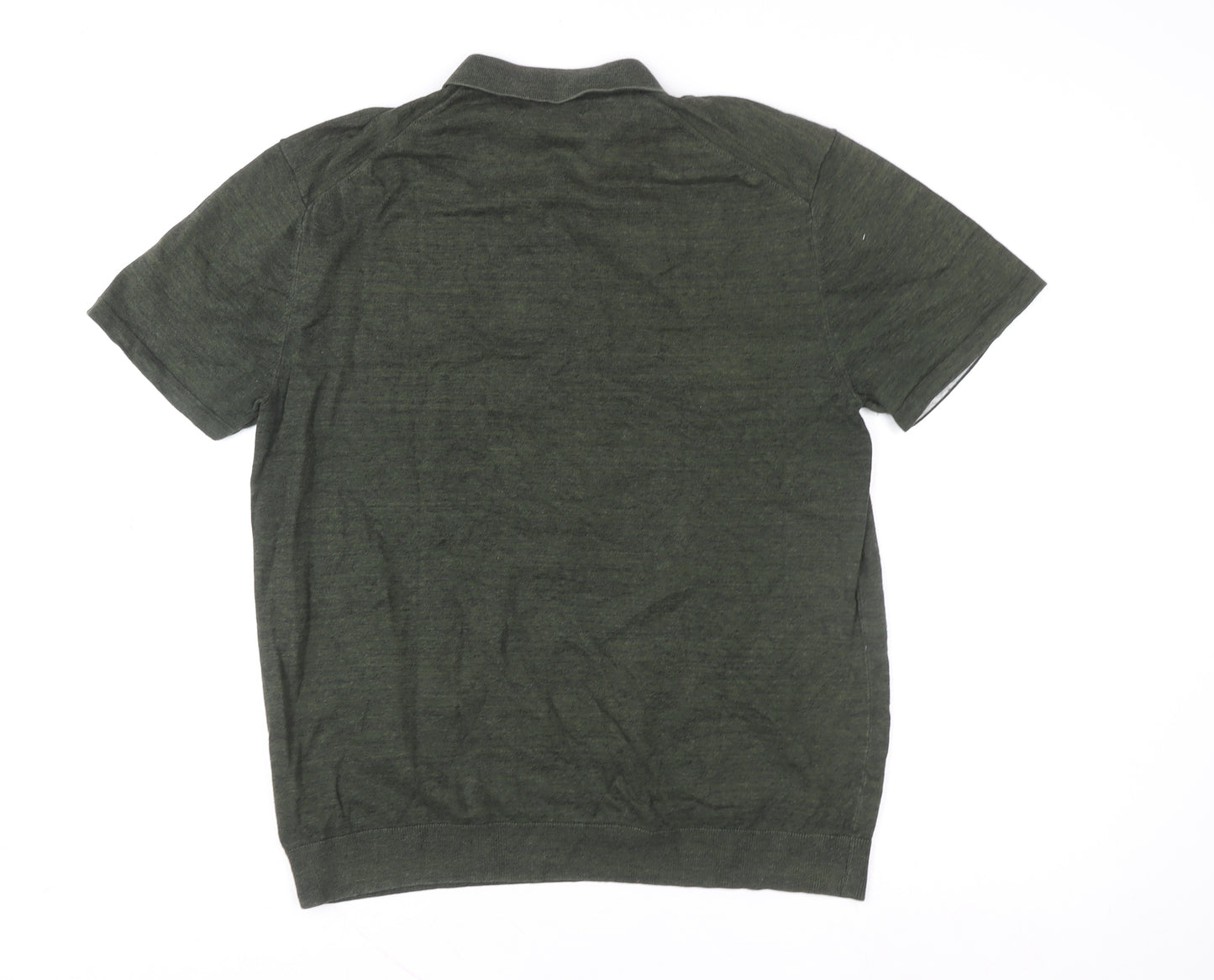 Marks and Spencer Men's Green Cotton Rich Short Sleeve Polo L