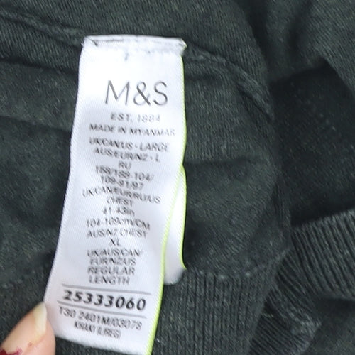 Marks and Spencer Men's Green Cotton Rich Short Sleeve Polo L