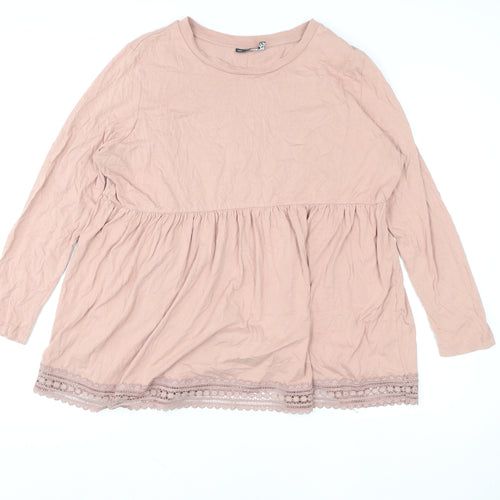 ASOS DESIGN Women Pink Long Sleeve Lace Trim Maternity Tunic Top Size 18