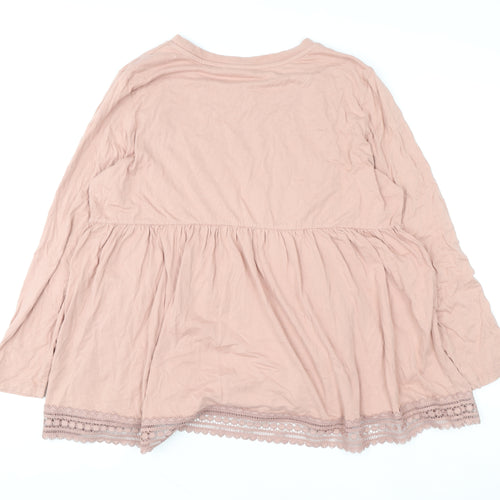 ASOS DESIGN Women Pink Long Sleeve Lace Trim Maternity Tunic Top Size 18