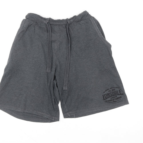 Lonsdale Men’s Grey Athletic Shorts L Elastic Waist Gym Wear