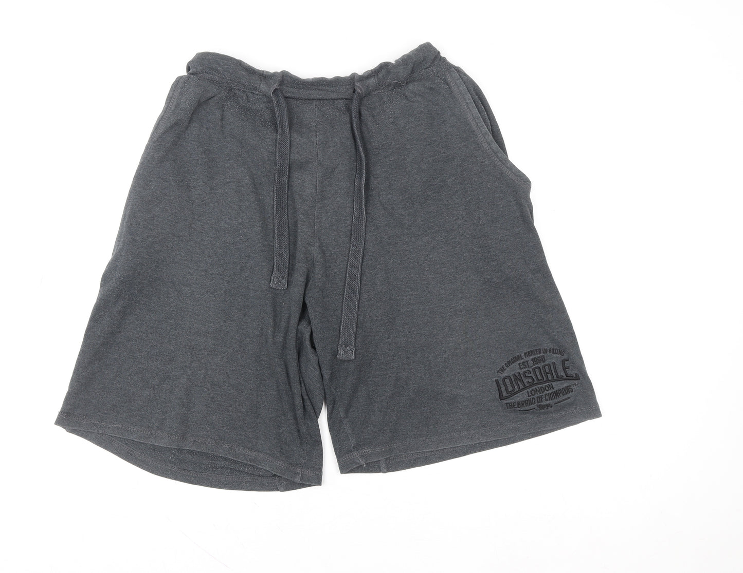 Lonsdale Men’s Grey Athletic Shorts L Elastic Waist Gym Wear