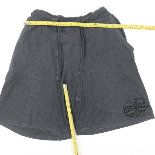 Lonsdale Men’s Grey Athletic Shorts L Elastic Waist Gym Wear