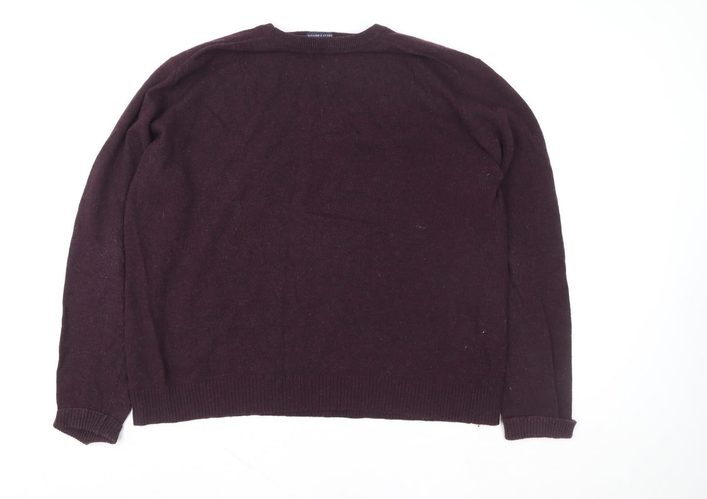 Joules Men's Purple Wool Blend Crew Neck Jumper XXL Classic Fit
