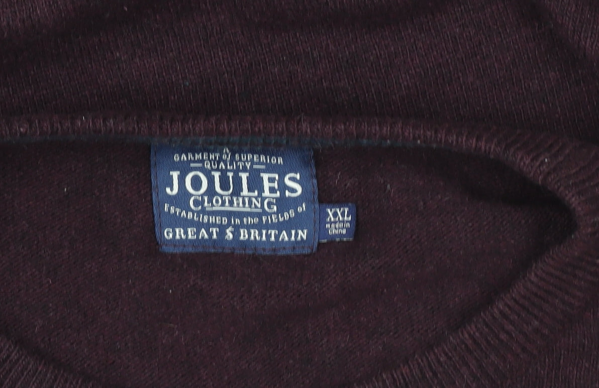 Joules Men's Purple Wool Blend Crew Neck Jumper XXL Classic Fit
