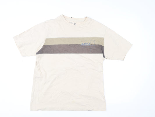 Jeff Banks Men's Beige Colourblock Cotton T-Shirt Size M