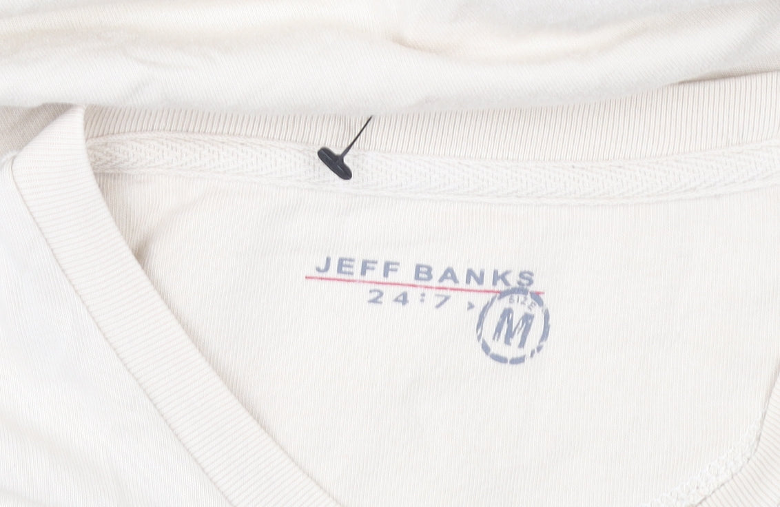 Jeff Banks Men's Beige Colourblock Cotton T-Shirt Size M