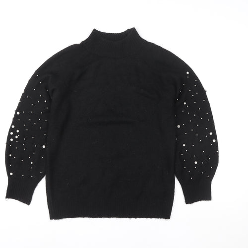 Sweewē Paris Women’s Black Beaded High Neck Knit Jumper M