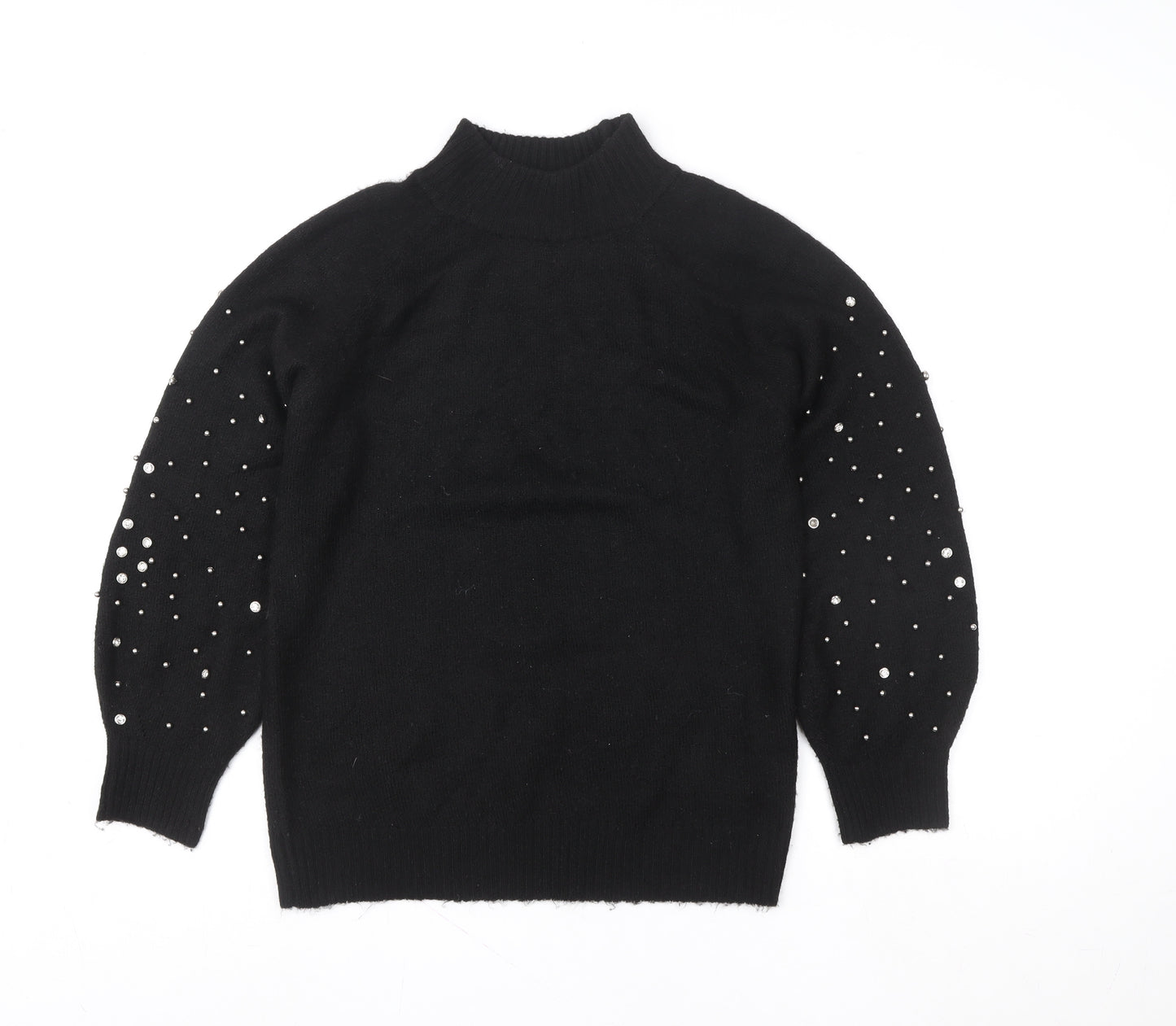Sweewē Paris Women’s Black Beaded High Neck Knit Jumper M