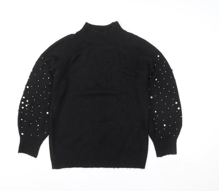 Sweewē Paris Women’s Black Beaded High Neck Knit Jumper M