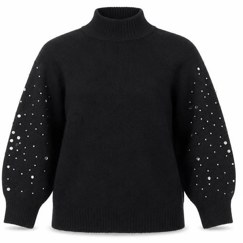 Sweewē Paris Women’s Black Beaded High Neck Knit Jumper M