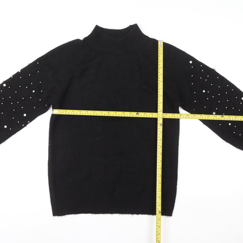 Sweewē Paris Women’s Black Beaded High Neck Knit Jumper M