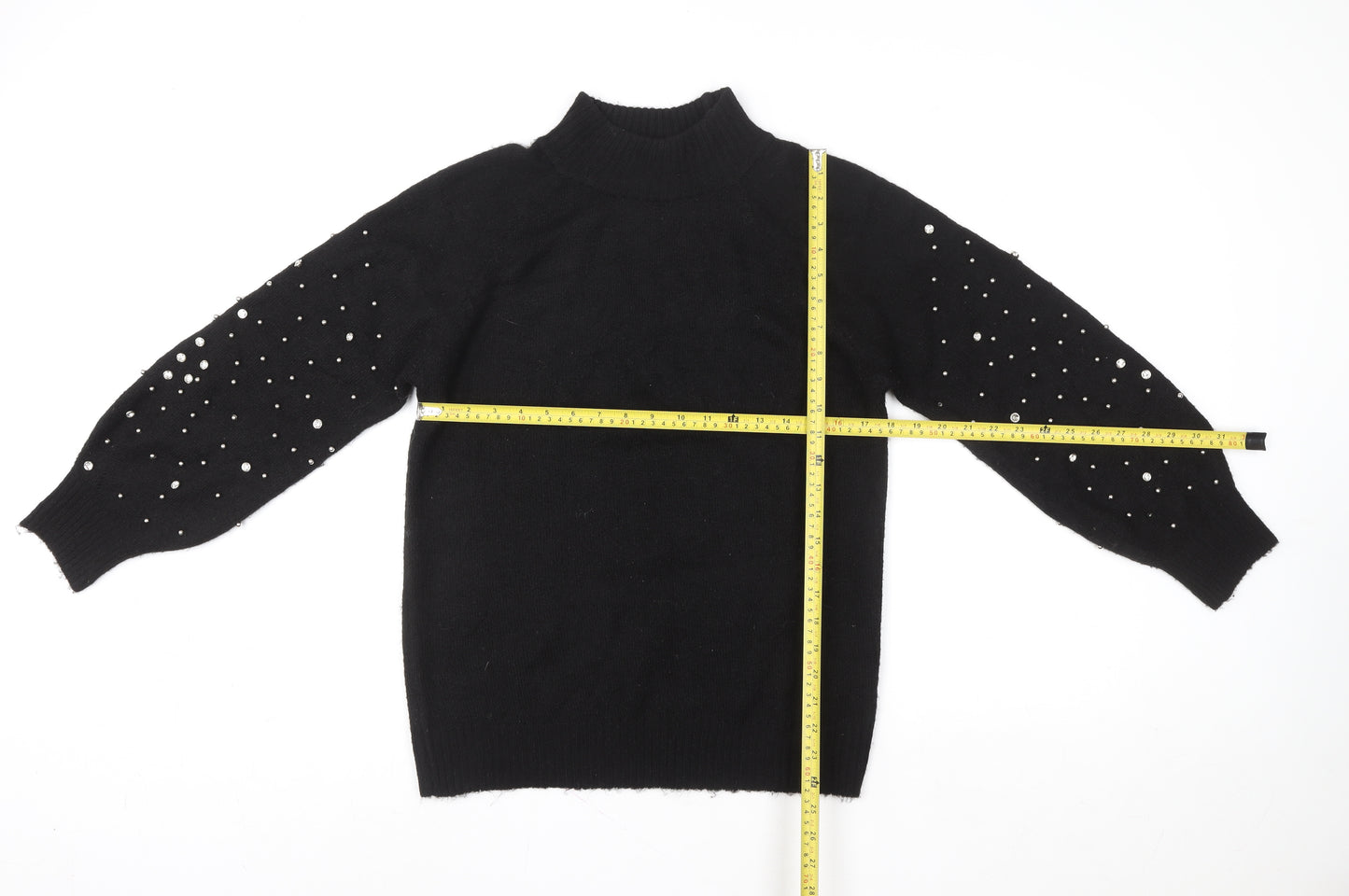 Sweewē Paris Women’s Black Beaded High Neck Knit Jumper M