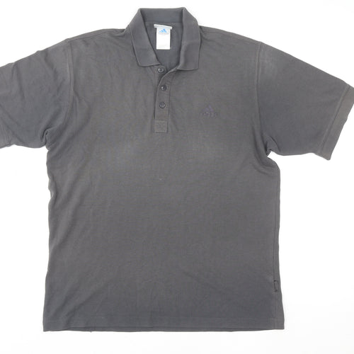Adidas Men's Grey Cotton Blend Short Sleeve Polo Shirt L