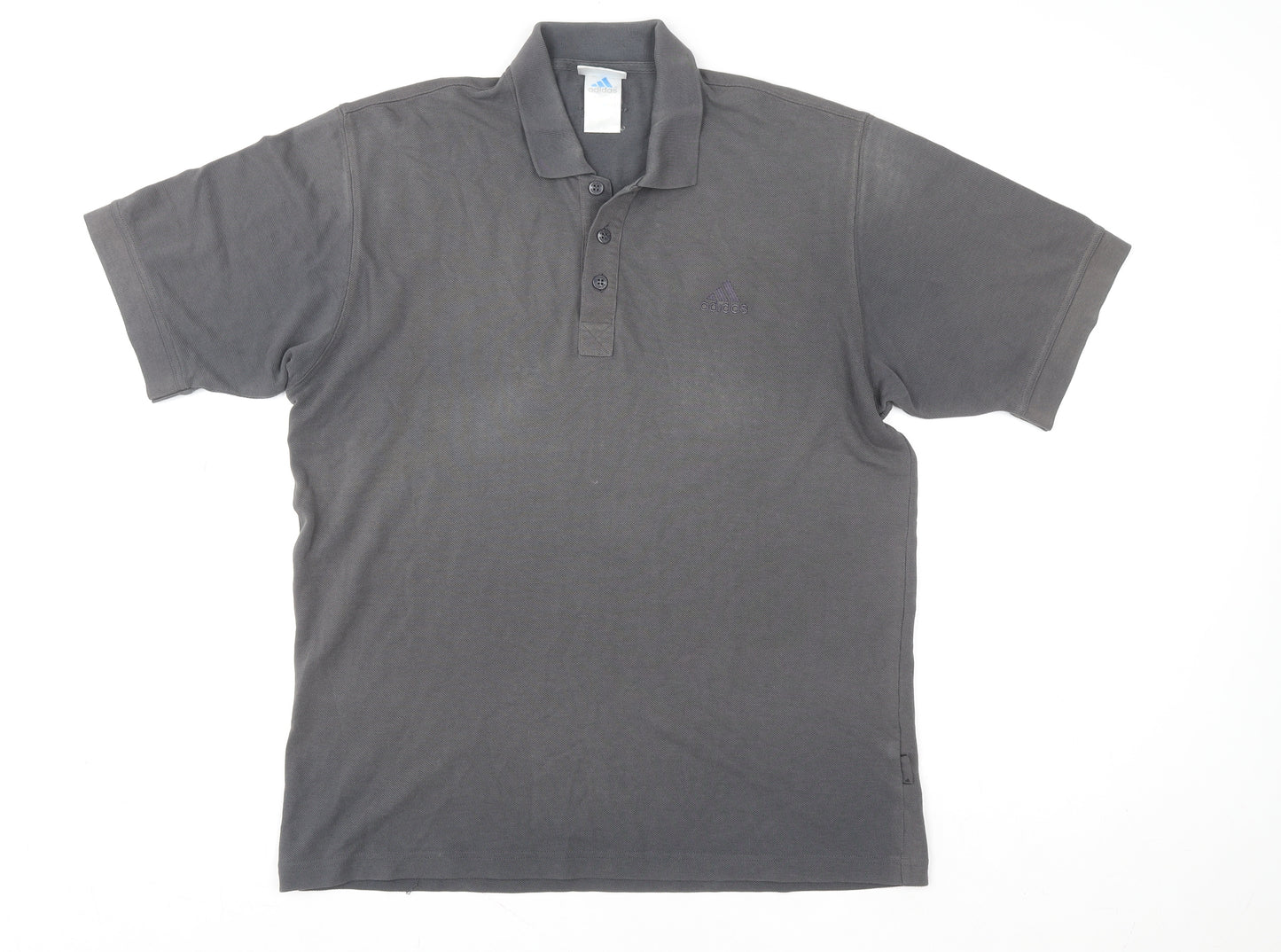 Adidas Men's Grey Cotton Blend Short Sleeve Polo Shirt L