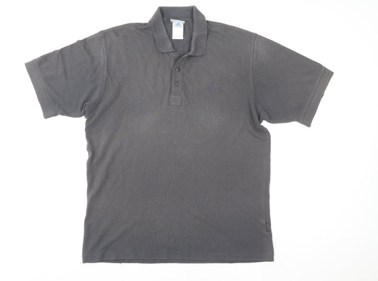 Adidas Men's Grey Cotton Blend Short Sleeve Polo Shirt L