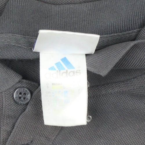 Adidas Men's Grey Cotton Blend Short Sleeve Polo Shirt L
