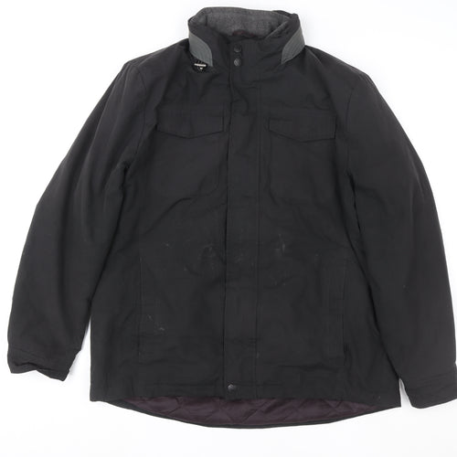 Atlantic Bay Men's Black L Parka Jacket Quilted Lined Stand Collar
