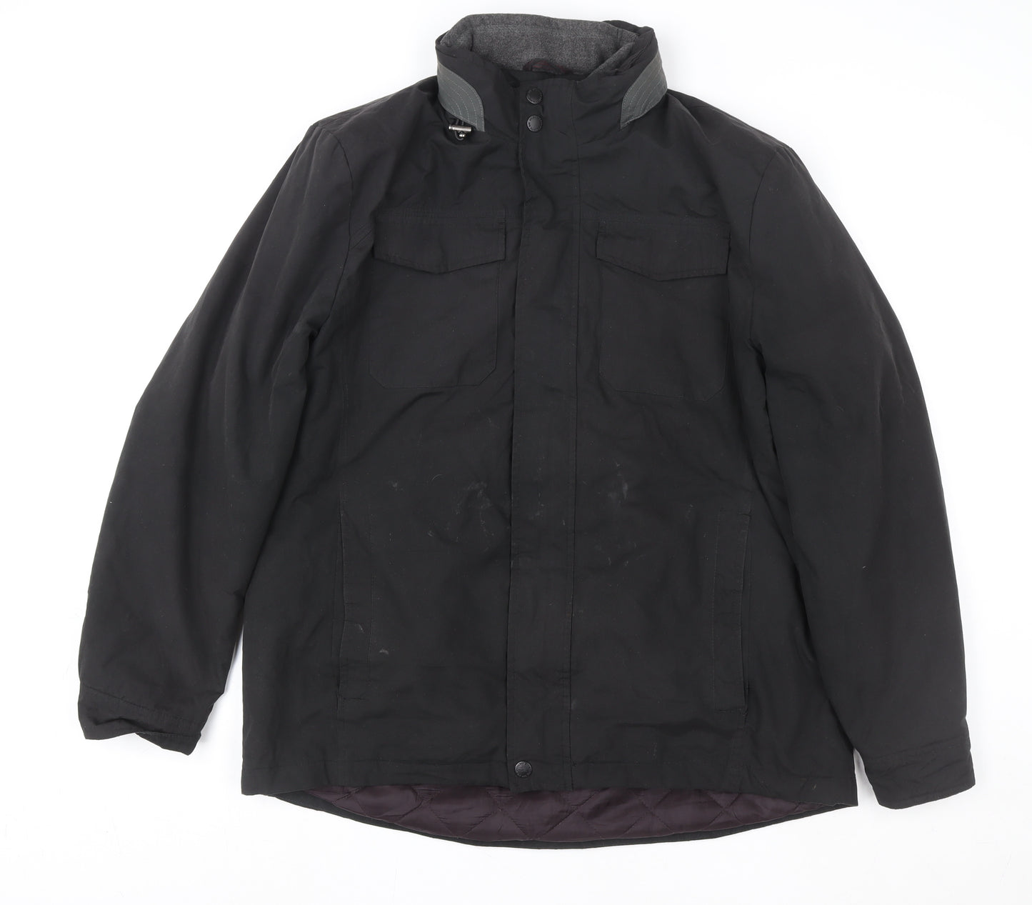 Atlantic Bay Men's Black L Parka Jacket Quilted Lined Stand Collar