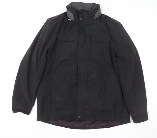 Atlantic Bay Men's Black L Parka Jacket Quilted Lined Stand Collar