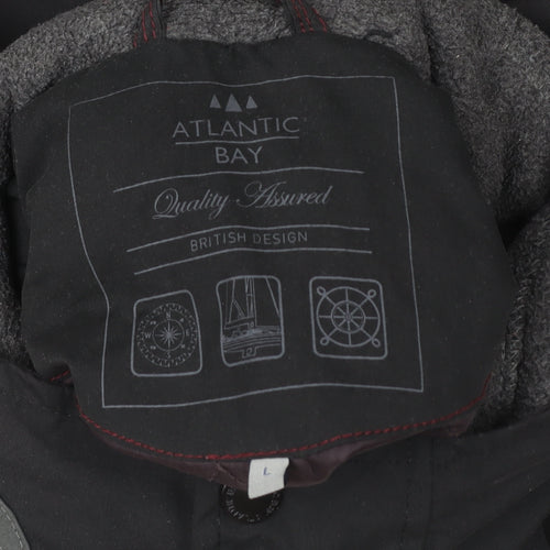 Atlantic Bay Men's Black L Parka Jacket Quilted Lined Stand Collar