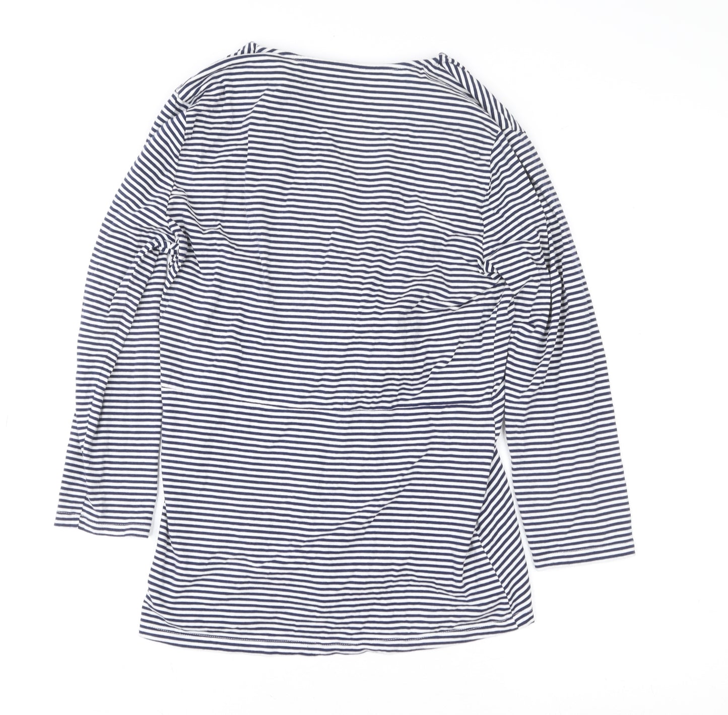 Lands’ End Women’s Blue Striped Wrap Jersey Long Sleeve Top UK 10