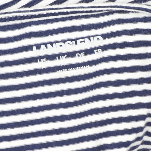 Lands’ End Women’s Blue Striped Wrap Jersey Long Sleeve Top UK 10