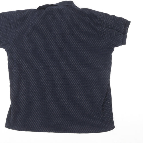 Hugo Boss Men’s Blue 3XL Cotton Geometric Polo Shirt