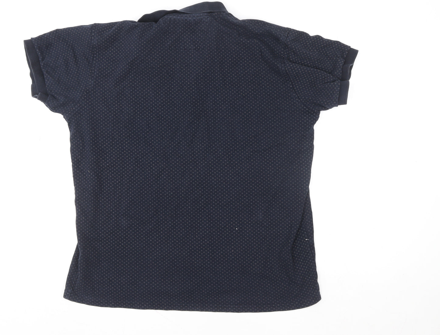 Hugo Boss Men’s Blue 3XL Cotton Geometric Polo Shirt