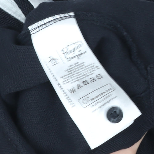 Original Penguin Men's Black Long Sleeve Cotton Polo Shirt Size L