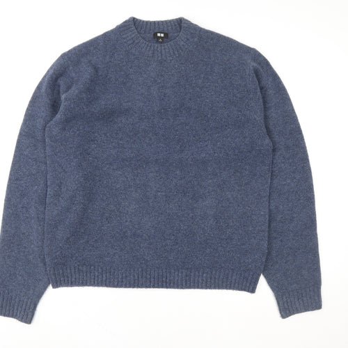 Uniqlo Women Blue Wool Blend Crew Neck Pullover Jumper M