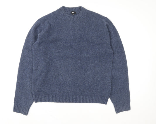 Uniqlo Women Blue Wool Blend Crew Neck Pullover Jumper M